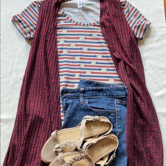 LULAROE CLASSIC T-Shirt Tee Size XS Red Blue Gray STARS & STRIPES Patriotic - Picture 4 of 13